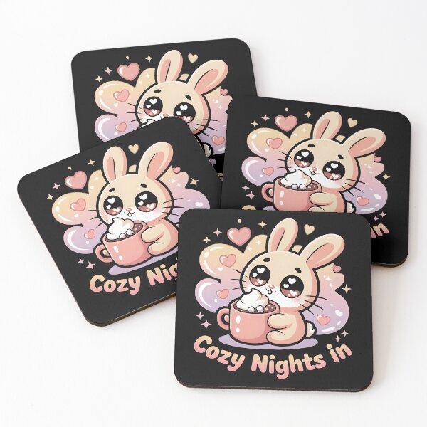 Item preview, Sweet Bunny with Latte – Cozy Nights In Warm Cute Art designed and sold by SoftyDesigns.