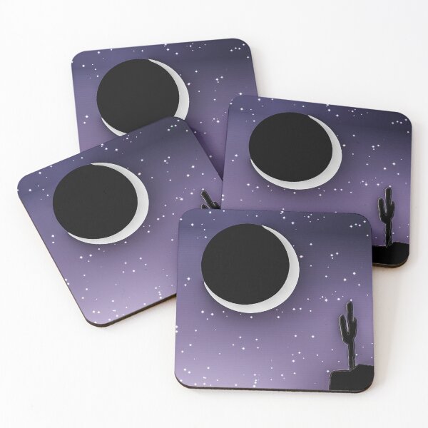 Item preview, Night Desert Cactus Under The Moon | Digital Painting Minimalist Purple Landscape designed and sold by Keltoi-art.