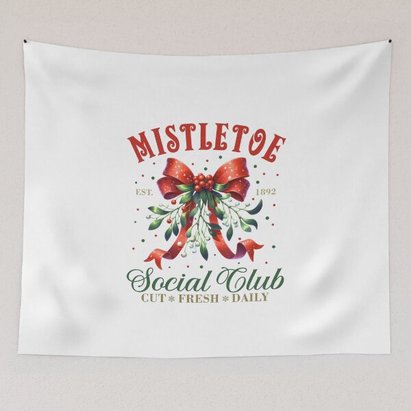 Item preview, Vintage Mistletoe Christmas Sign Est. 1892 | Festive Holiday Bow designed and sold by lojadpop.