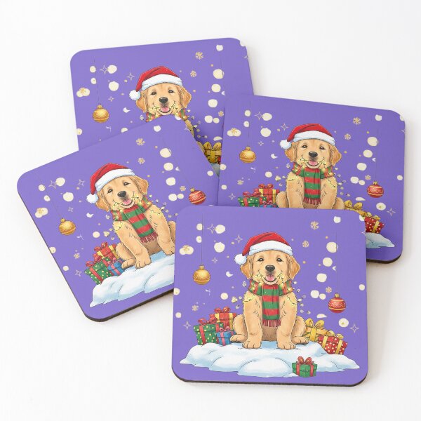 Item preview, Playful Christmas Golden Retriever | Cute Puppy Tangled in Lights designed and sold by E-SarnEdge.