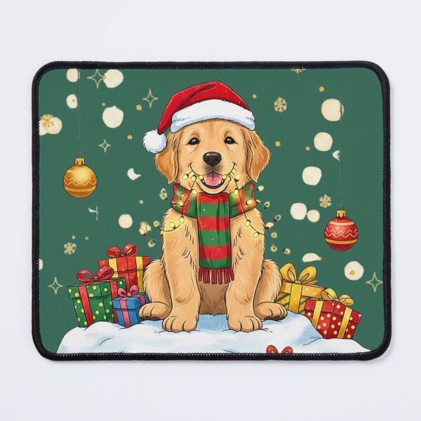 Item preview, Playful Christmas Golden Retriever | Cute Puppy Tangled in Lights designed and sold by E-SarnEdge.