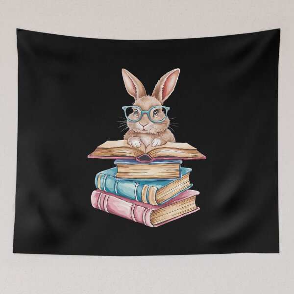 Item preview, Books Bookworm Reader Book Cute Reading Bunny With Glasses designed and sold by JanetCarolyn.
