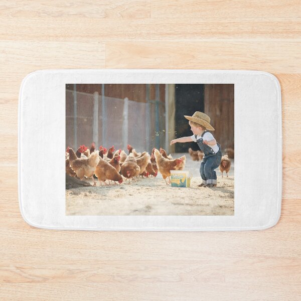 Item preview, Little Farmer Feeding Chickens designed and sold by Oldetimemercan.