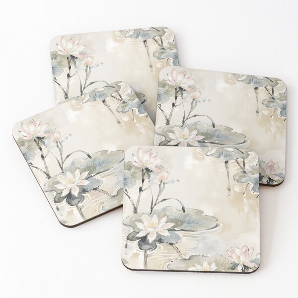 Item preview, Lotus Japanese Watercolor Landscape  designed and sold by MoonhazeeCo.