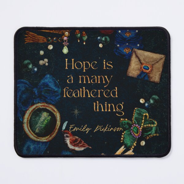 Item preview, Emily Dickinson Hope Quote In A Dark Blue Jewel, Cake, Fan, Lover’s Eye, And Bird Watercolor designed and sold by Monica Laipple.