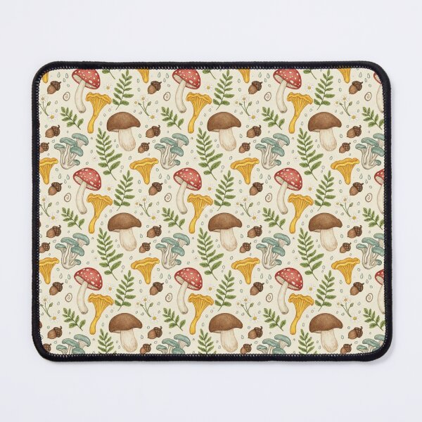 Item preview, Cottage core wooded fairy mushrooms pattern designed and sold by MGuyerArt.