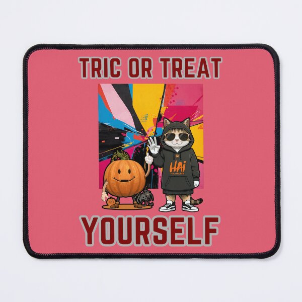 Item preview, "Tric or Treat Yourself" Funny Halloween Cat | Cool Streetwear Pun designed and sold by CREEPY CRAZE.