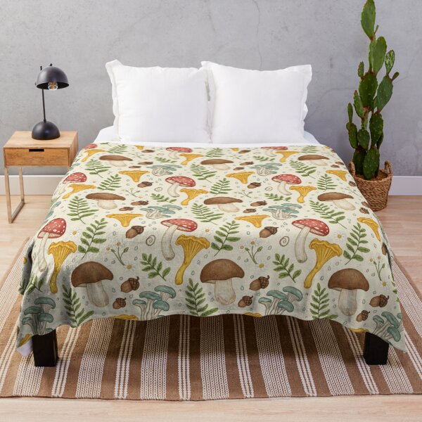 Item preview, Cottage core wooded fairy mushrooms pattern designed and sold by MGuyerArt.