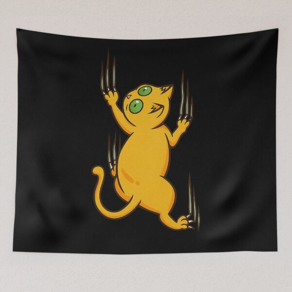 Item preview, Playful Cartoon Cat Jumping With Big Claws Illustration designed and sold by DrawHandArt.