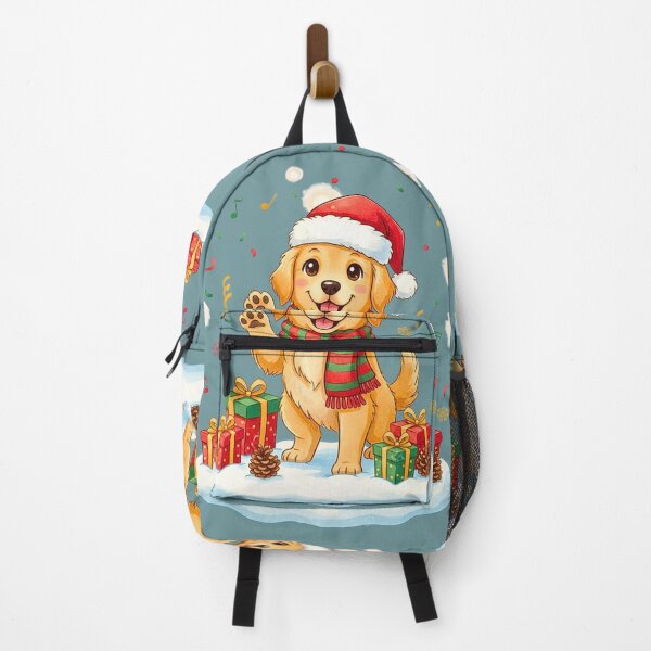 Item preview, Cute Golden Retriever Puppy | Happy Dog Waving with Christmas Gifts designed and sold by E-SarnEdge.