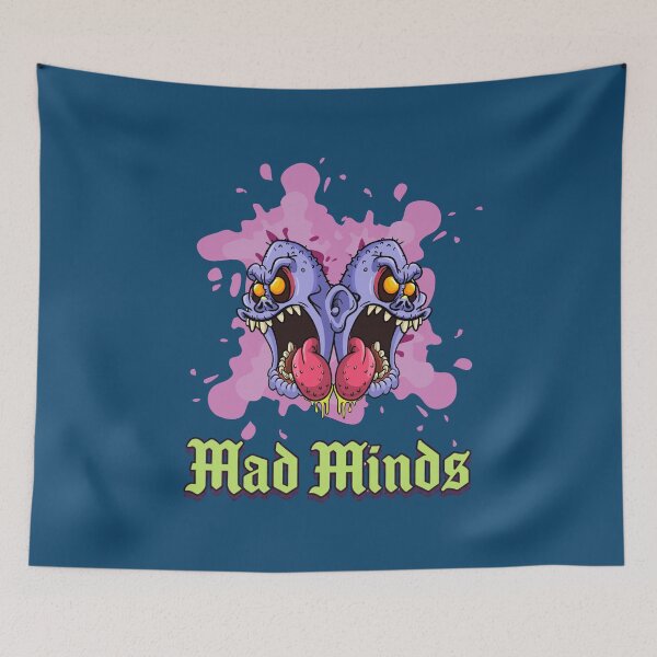 Item preview, Mad Minds" | Creepy Two-Headed Monster & Gothic Text Design designed and sold by CREEPY CRAZE.