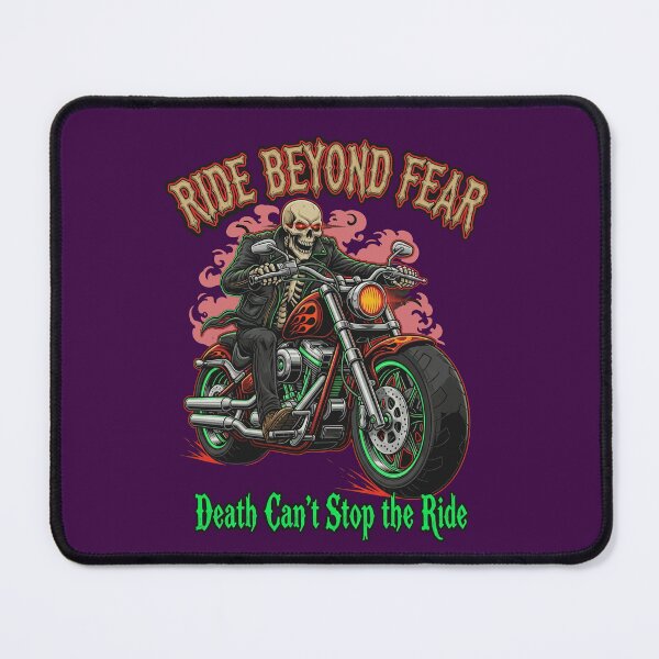 Item preview, Funny Skeleton Biker Motorcycle Art "Ride Beyond Fear" designed and sold by CREEPY CRAZE.
