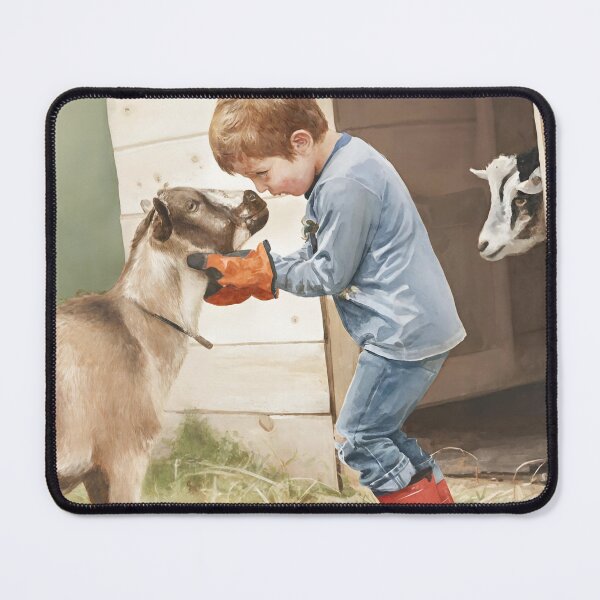 Item preview, A Boy And His Goats In Watercolors designed and sold by Oldetimemercan.