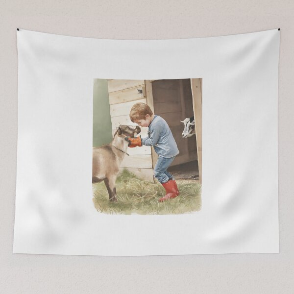 Item preview, Un niño y sus cabras en acuarelas designed and sold by Oldetimemercan.