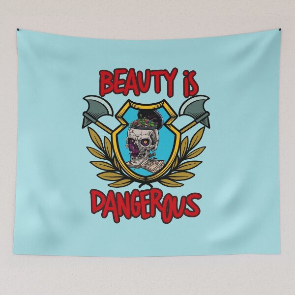Item preview, Gothic Aesthetic Floral Skull "Beauty is Dangerous" designed and sold by CREEPY CRAZE.