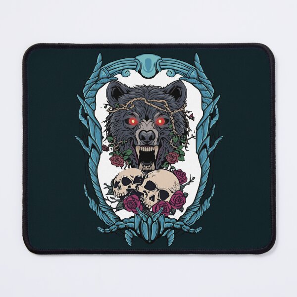 Item preview, Gothic Wolf Portrait with Skulls and Roses designed and sold by CREEPY CRAZE.