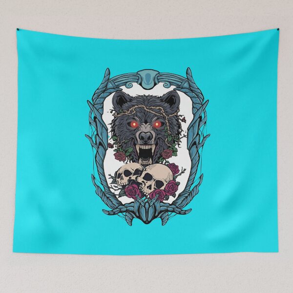 Item preview, Gothic Wolf Portrait with Skulls and Roses  designed and sold by CREEPY CRAZE.