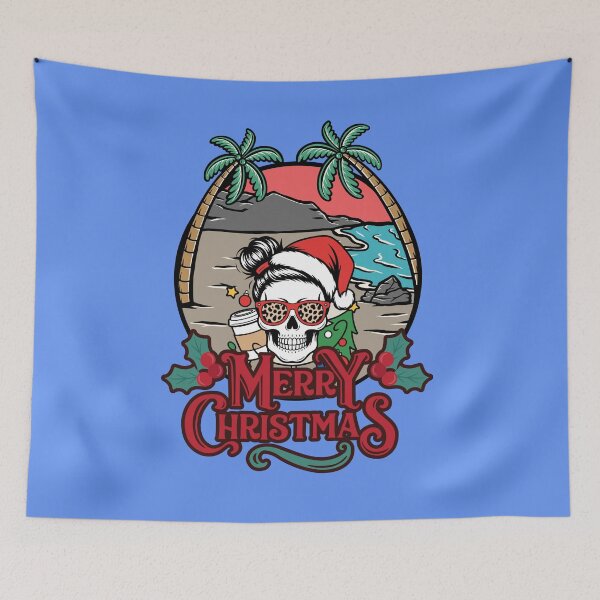 Item preview, Merry Christmas Mom Skull Beach designed and sold by CREEPY CRAZE.