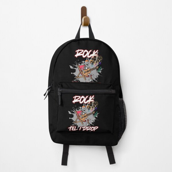 Item preview, "Rock Till I Drop" Funny Skeleton Playing Guitar | Music Pun designed and sold by CREEPY CRAZE.