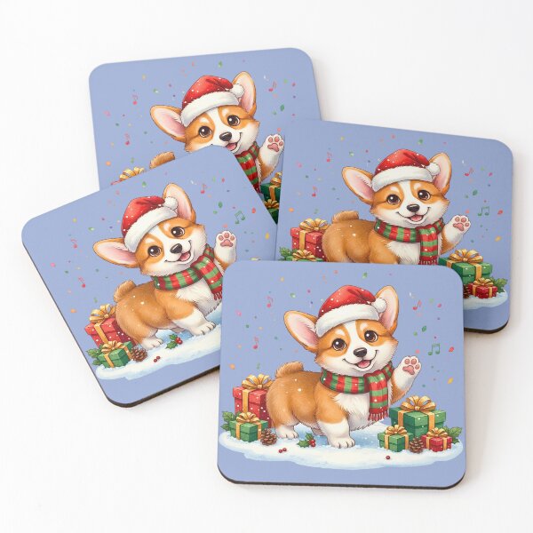 Item preview, Cute Christmas Corgi Puppy | Happy Dog Waving with Holiday Gifts designed and sold by E-SarnEdge.