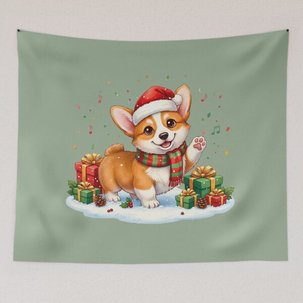 Item preview, Cute Christmas Corgi Puppy | Happy Dog Waving with Holiday Gifts designed and sold by E-SarnEdge.