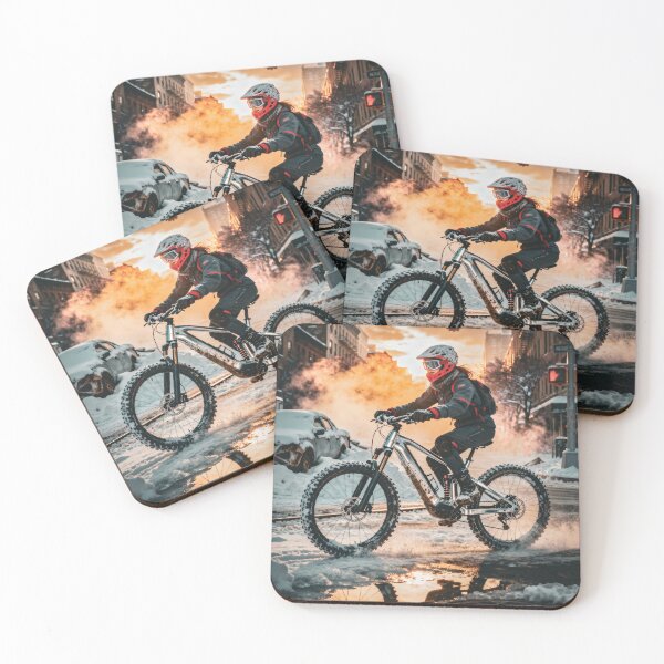 Item preview, Blizzard Breakthrough – Female Mountain Biker in Sunrise Survival Mode. designed and sold by Hinson MTB Visuals.