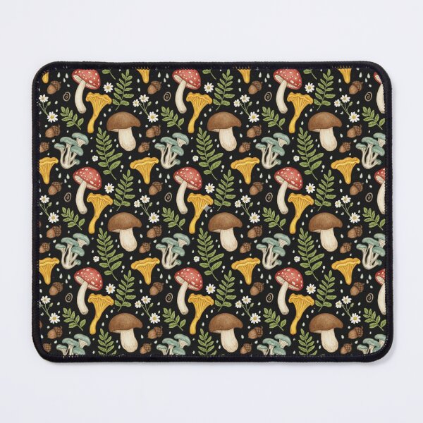 Item preview, Dark cottage goblin core mushroom fern acorn pattern designed and sold by MGuyerArt.