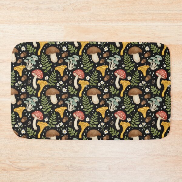 Item preview, Dark cottage goblin core mushroom fern acorn pattern designed and sold by MGuyerArt.