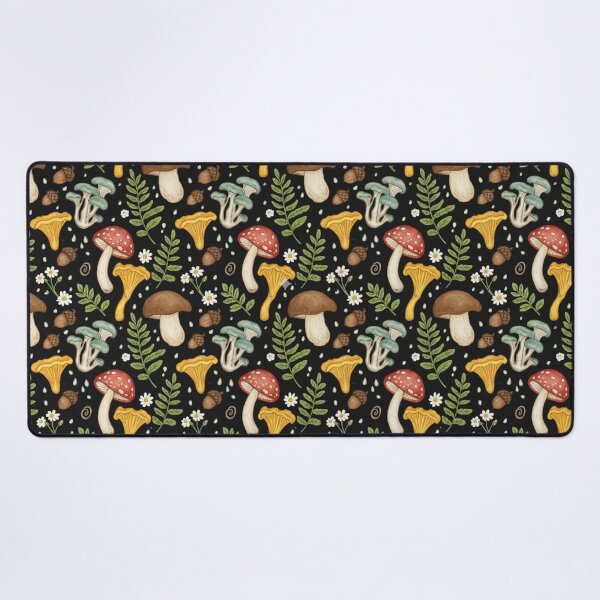 Item preview, Dark cottage goblin core mushroom fern acorn pattern designed and sold by MGuyerArt.