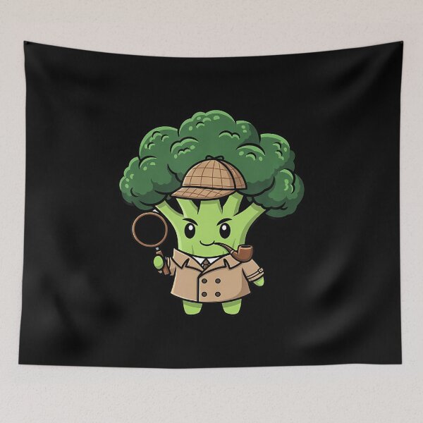 Item preview, Cute Vegan Broccoli Detective Cartoon designed and sold by DawnPatricia.