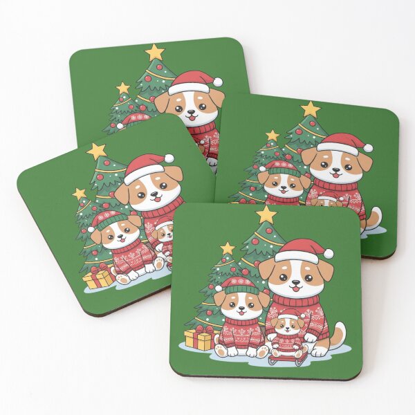 Item preview, Cute Christmas Dog Family | Beagle Puppies in Matching Sweaters designed and sold by E-SarnEdge.
