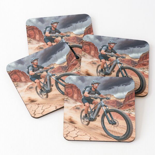 Item preview, Storm Edge Speed — Mountain Biker Carving Through the Red Desert. designed and sold by Hinson MTB Visuals.