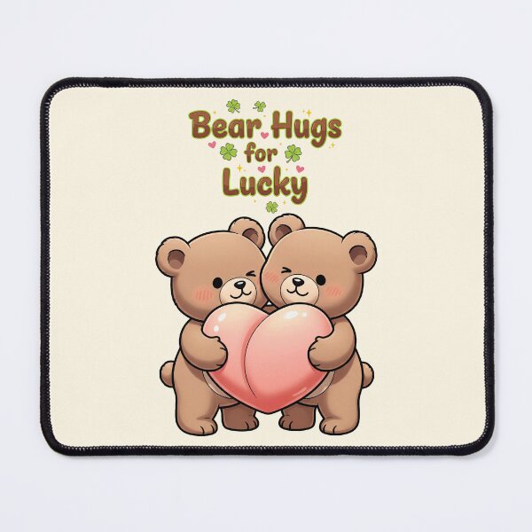 Item preview, Lucky Bear Hugs: Cute Teddy Couple with Heart & Clovers designed and sold by MCT-GALLERY.