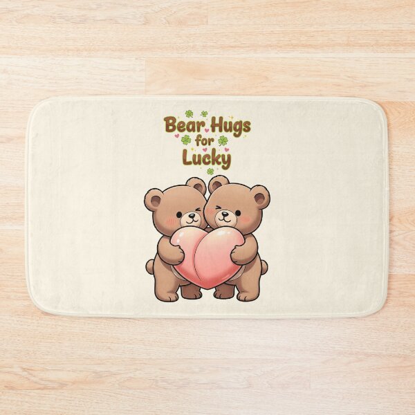 Item preview, Lucky Bear Hugs: Cute Teddy Couple with Heart & Clovers designed and sold by MCT-GALLERY.