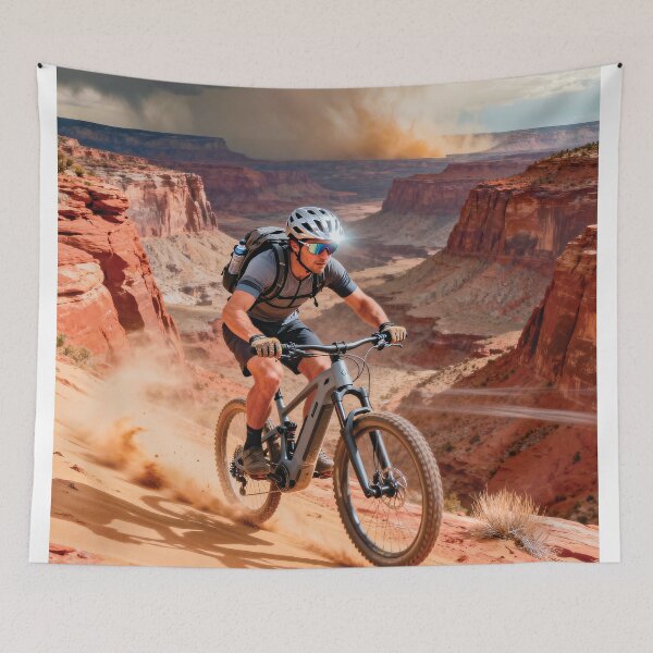 Item preview, Sandstorm Descent eMTB - Dynamic Off-Road Cycling Wall Art. designed and sold by Hinson MTB Visuals.