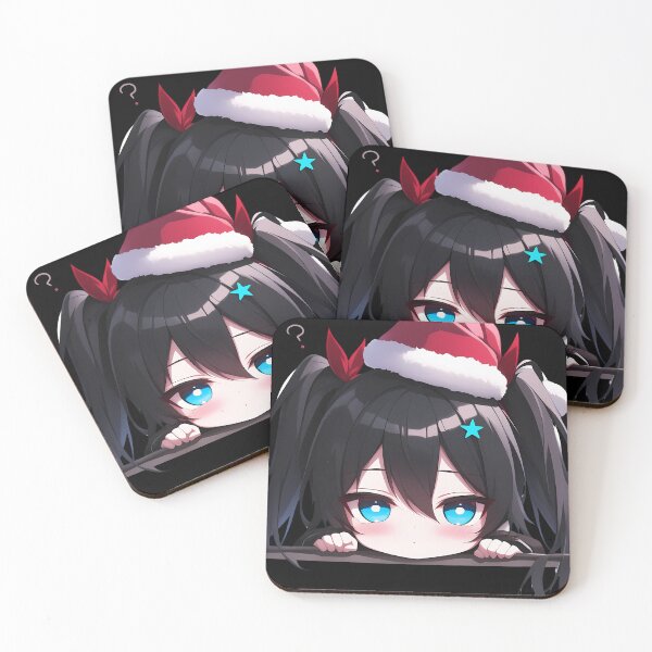 Item preview, Black Rock Shooter Anime Girl Christmas Chibi Kawaii Peeker designed and sold by HumbertoValveno.