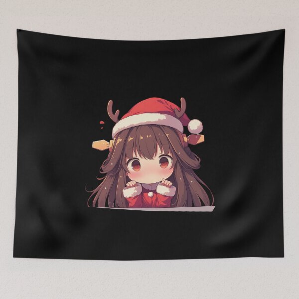Item preview, Kongou Kancolle Yuudachi Kantai Collection Chibi Kawaii Christmas Peeker Anime Cute Holiday Joy designed and sold by HumbertoValveno.