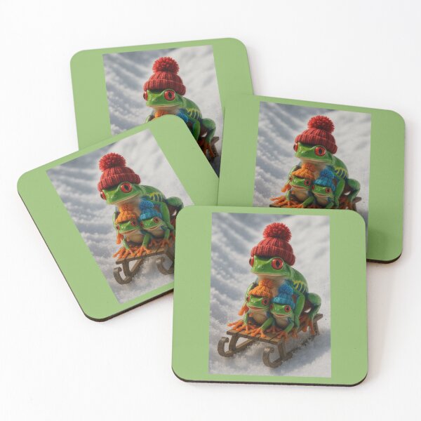 Item preview, Red-Eyed Tree Frog Family Sledding designed and sold by Tridentulus.