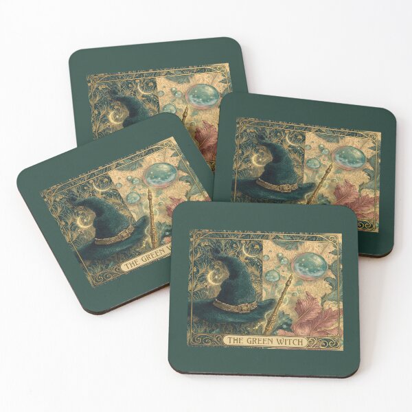 Item preview, The Witch's Hat & Golden Wand | Green and Pink Duality Desk Mat designed and sold by TheHenbury.