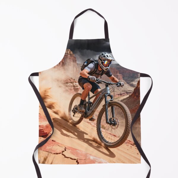 Item preview, Sandstone Descent – Extreme eMTB Rider in Red Rock Canyon Under Brewing Storm. designed and sold by Hinson MTB Visuals.