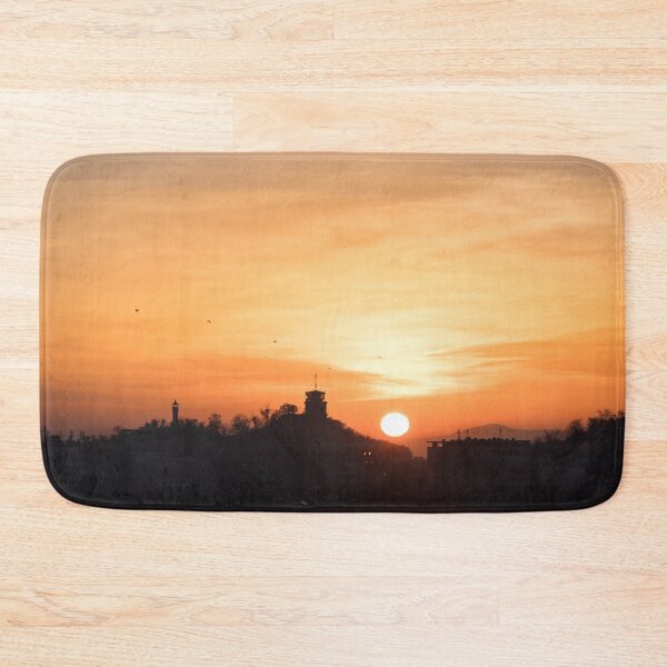 Item preview, Plovdiv Sahat Tepe Sunrise Silhouette with Antennas and Birds designed and sold by Georgia Mizuleva.