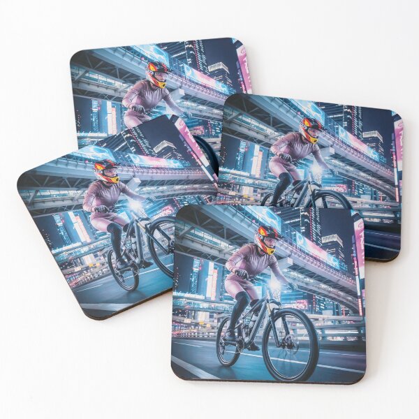 Item preview, City of Lights Racer — Futuristic Female Biker in Neo Night Ride. designed and sold by Hinson MTB Visuals.