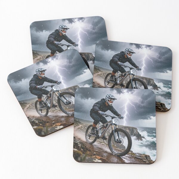 Item preview, Edge of the Storm — Extreme Mountain Biker on Rugged Ocean Cliffs. designed and sold by Hinson MTB Visuals.