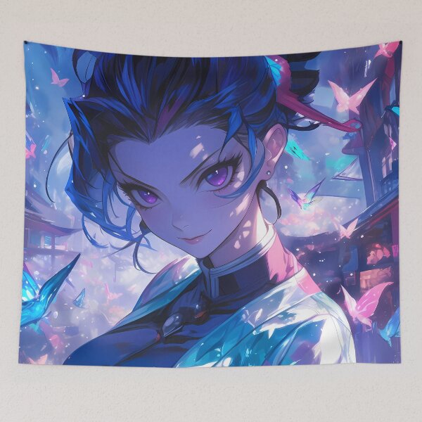 Item preview, Daki Demon Slayer Anime Kimono Butterflies Fiery Demon designed and sold by HumbertoValveno.