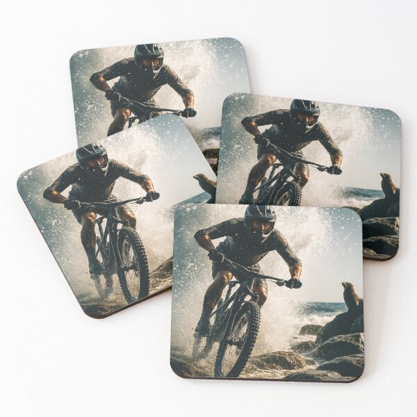 Item preview, Cinematic Seaside Rocky Adventure – Pro Mountain Biker vs Crashing Wave & Sea Lion. designed and sold by Hinson MTB Visuals.