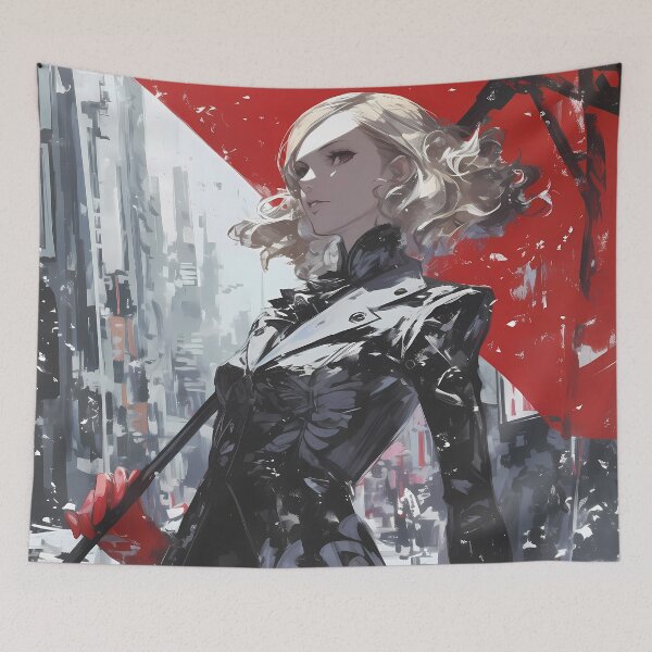 Item preview, Haru Okumura Elegant Noir Persona 5 Game Heroine Red Umbrella Chic designed and sold by HumbertoValveno.