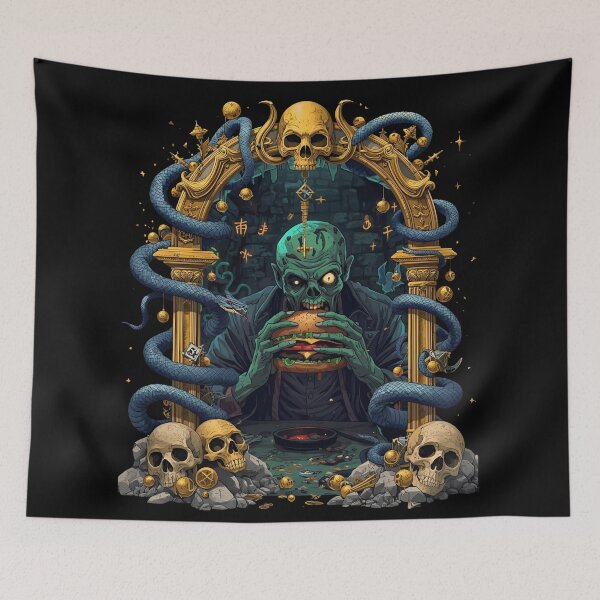 Item preview, A Hunger That Never Dies | Zombie Eating Burger Gothic Art designed and sold by CREEPY CRAZE.