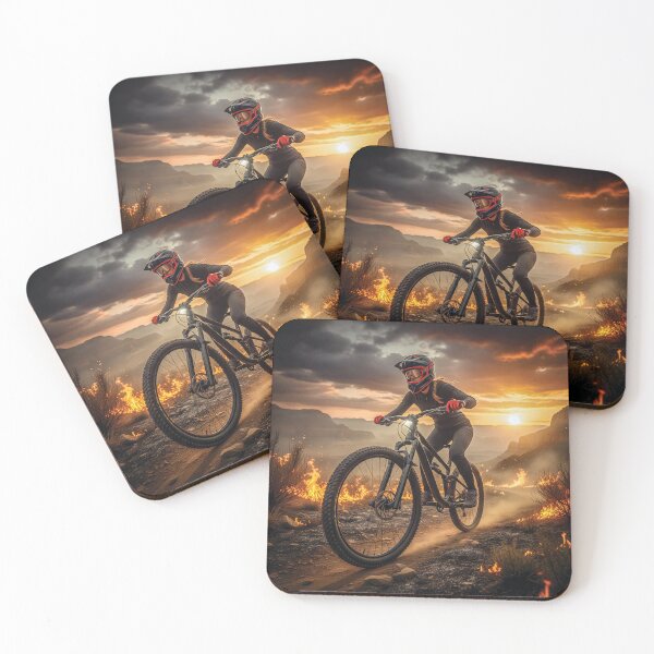 Item preview, Intense Mountain Biker Riding Aggressively Through Firestorm. designed and sold by Hinson MTB Visuals.
