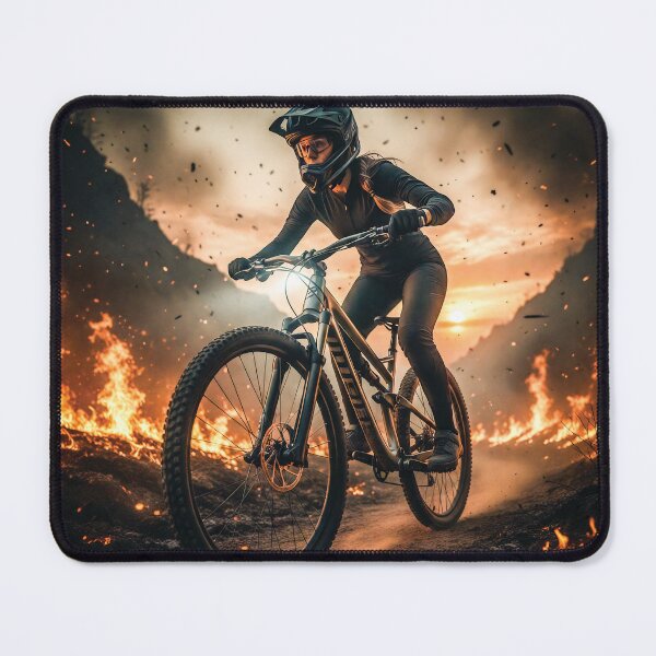 Item preview, Extreme Mountain Biker Riding Through Fiery Canyon at Sunset. designed and sold by Hinson MTB Visuals.
