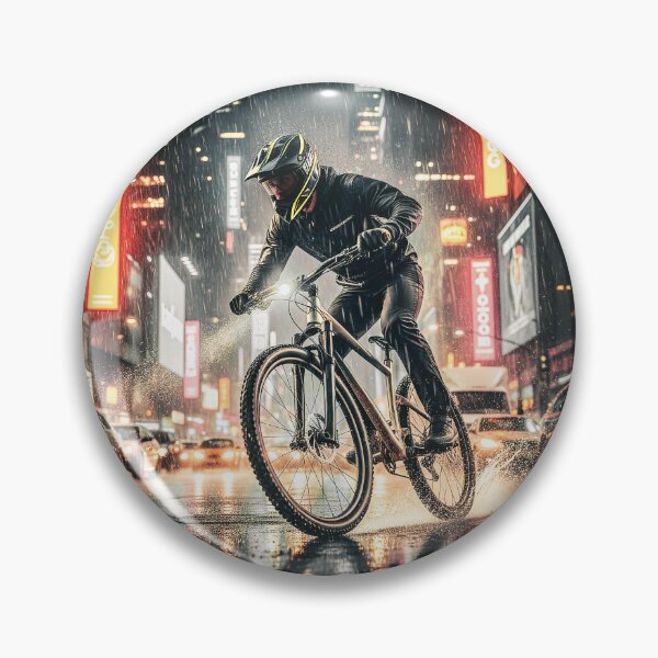 Item preview, Surreal Downpour Cyclist - Futuristic City Night Ride. designed and sold by Hinson MTB Visuals.